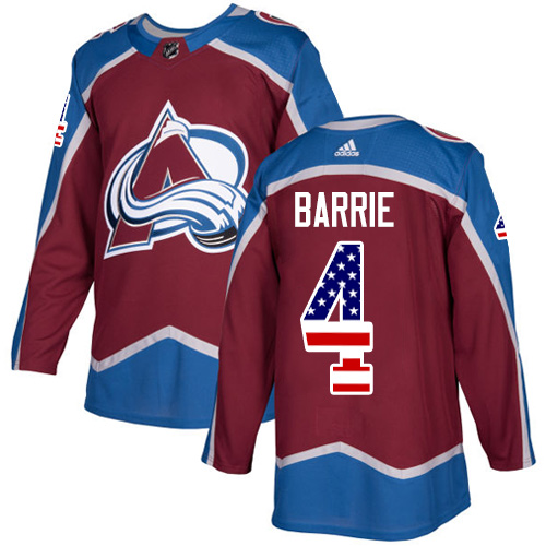 Adidas Avalanche #4 Tyson Barrie Burgundy Home Authentic USA Flag Stitched NHL Jersey